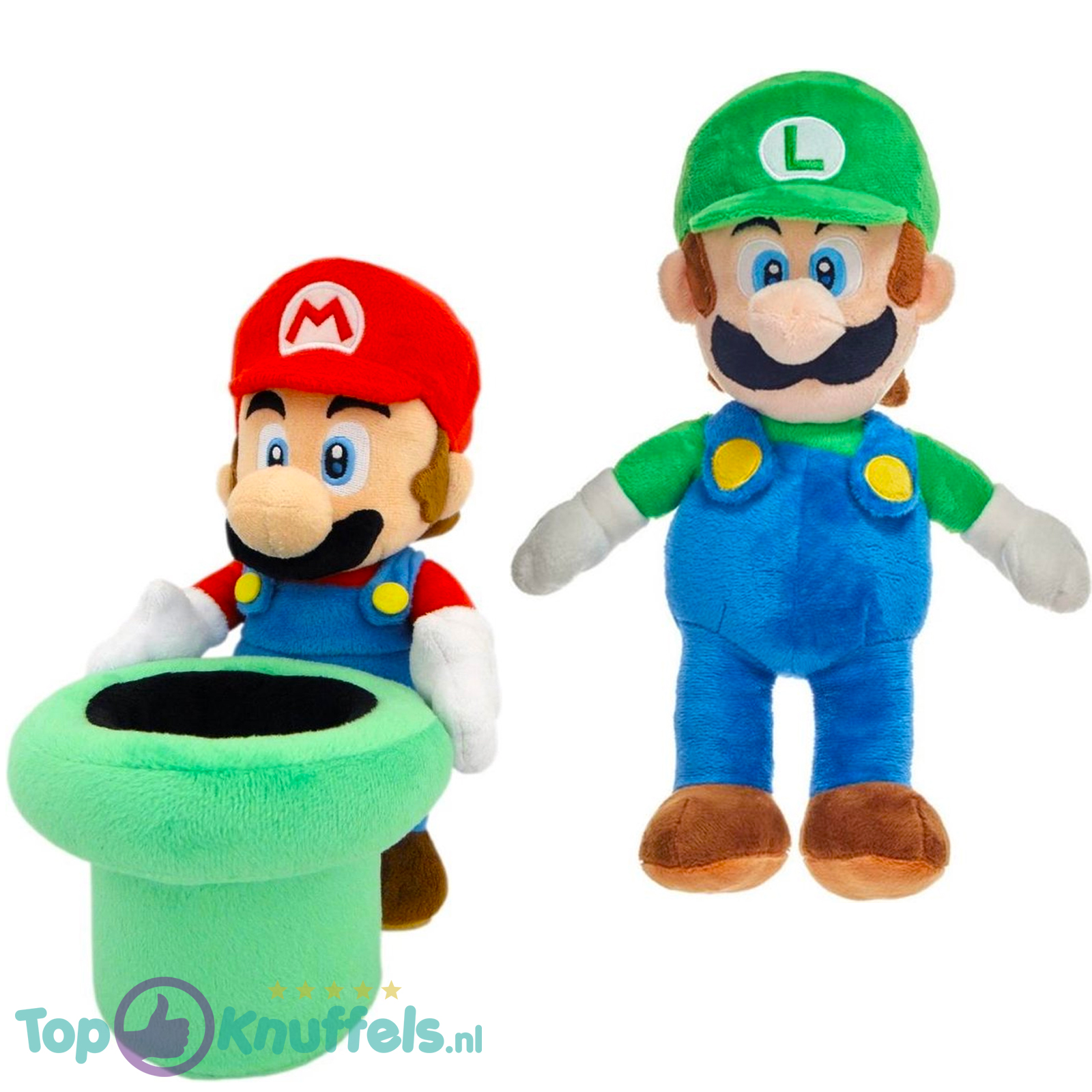 Super Mario Bros Whiteh Warp Pipe + Luigi Plush Toy Set 28 cm