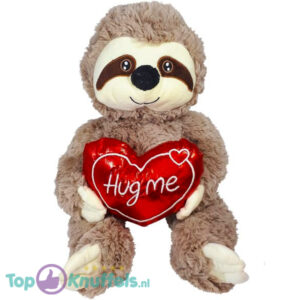 Luiaard LichtBrown Whiteh Heart ‘Hug Me’ Plush Toy 40 cm