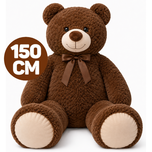 Teddy Bear (DonkerBrown) Whiteh Bow Plush Toy XXL 150 cm