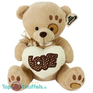 Teddy Bear Mimi Beige Whiteh Heart Plush Toy 25 cm