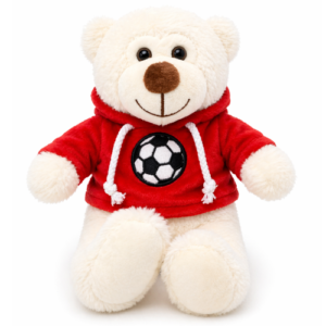 Teddy Bear White Whiteh Rode Voetbal Hoodie Plush Toy 28 cm