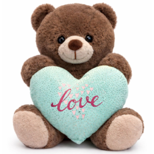 Teddy Bear Tubby Brown Whiteh Turquoise Heart Plush Toy 30 cm