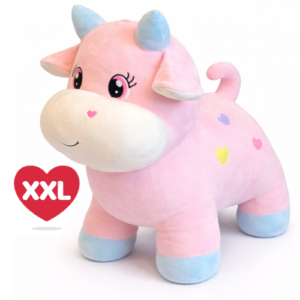 Squishy Cow Pink Whiteh Heartjes Plush Toy XXL 90 cm