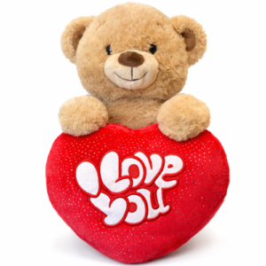 Teddy Bear Standing Whiteh Red Heart Plush Toy 30 cm