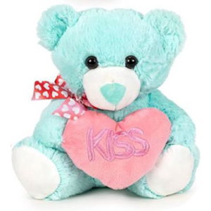 Teddy Bear Turquoise Whiteh Heart Kiss Plush Toy 30 cm