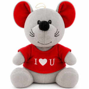 Grijze Muis Whiteh Red T-shirt I Love You Plush Toy 30 cm