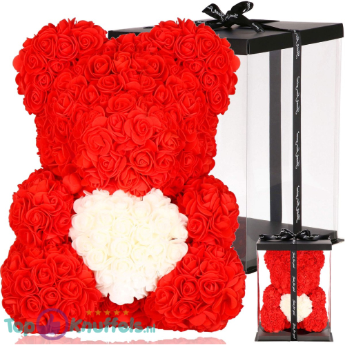 PinknBear Red Whiteh White Heart 30 cm (Pinkn Bear in Luxe giftbox)