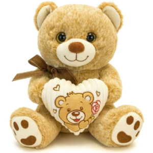 Teddy Bear Brown Whiteh Heart en Bow Plush Toy 30 cm