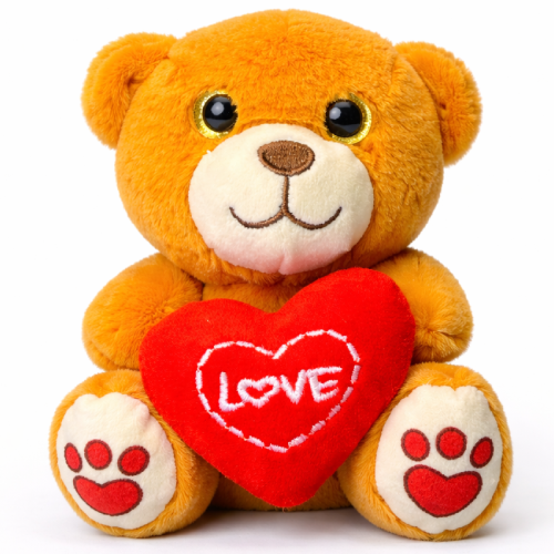 Teddy Bear Whiteh Love Heart Mini Plush Toy 14 cm