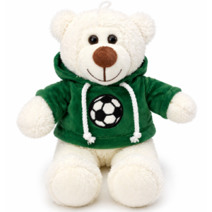 Teddy Bear White Whiteh Green Voetbal Hoodie Plush Toy 28 cm