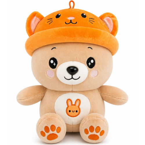 Teddy Bear Squishy Whiteh Catten Hoed Plush Toy 26 cm