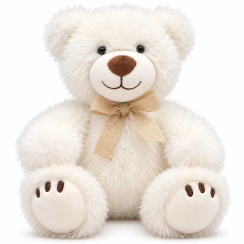 Teddy Bear Whiteh Bow (White) Plush Toy 22 cm