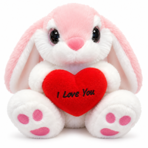 Rabbit Pink Whiteh Red Heart Plush Toy 20 cm