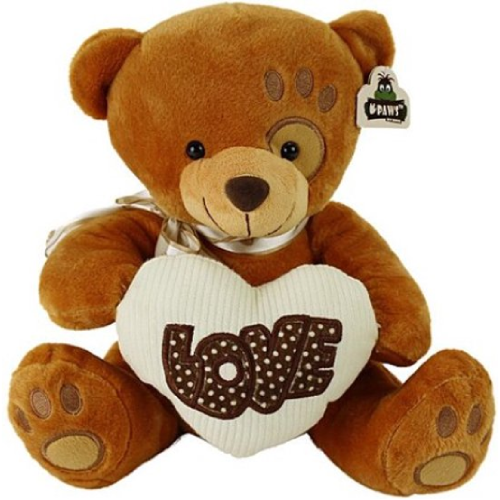 Teddy Bear Mimi Brown Whiteh Heart Plush Toy 25 cm