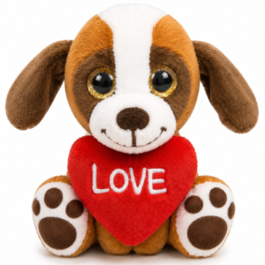 Sint Bernard Dog Whiteh Heart Plush Toy 15 cm