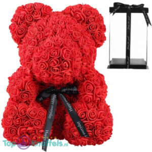 Pinkn Bear Red Whiteh Bow 30 cm in Luxe Geschenkdoos