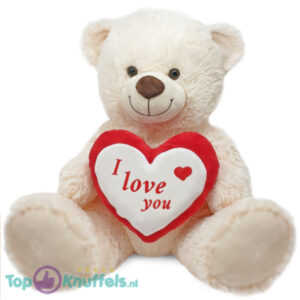 Teddy Bear Whiteh Heart “I Love You” Plush Toy (Beige) 75 cm