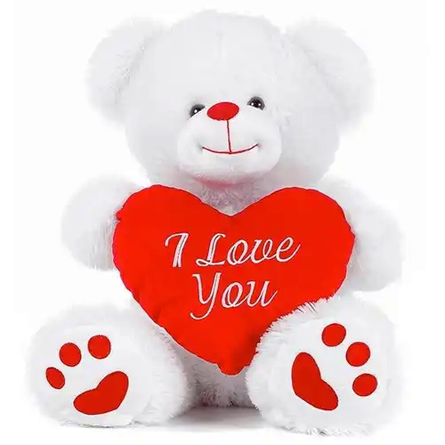 Teddy Bear Pip Whiteh Red Heart Plush Toy 22 cm