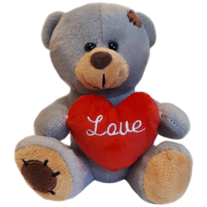 Teddy Bear Nora Grijs Whiteh Heart Plush Toy 15 cm