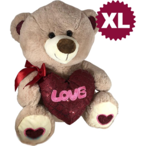 Teddy Bear Whiteh Glitter Heart en Bowje (Beige) Plush Toy 70 cm