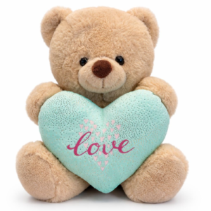 Teddy Bear Tubby Beige Whiteh Turquoise Heart Plush Toy 30 cm