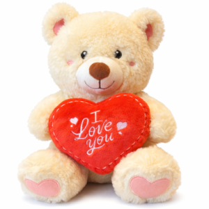Teddy Bear Puck Whiteh Red Heart Plush Toy 27 cm