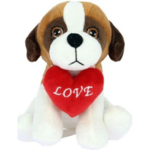 Sint Bernard Dog Whiteh Heart Plush Toy 18 cm
