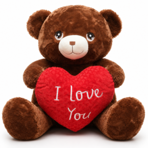 Teddy Bear DonkerBrown Whiteh Red Heart “I Love You” Plush Toy XXL 110 cm