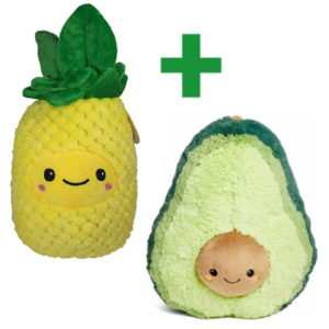 Ananas Fruit Plush Toy 30 cm + Avocado Plush Toy 20 cm