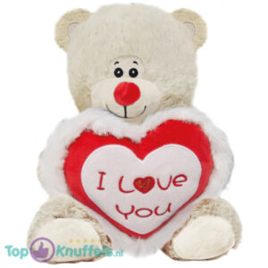 Teddy Bear Snoezel (White) Whiteh Heart “I Love You” 22 cm