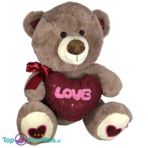 Teddy Bear Whiteh Heart Love (DonkerBrown) Plush Toy 32 cm