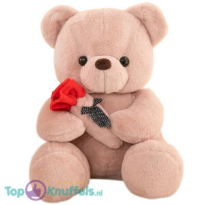 Bear Plush Toy Brown Whiteh Rode Roos 23 cm