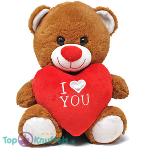 Teddy Bear Cuddle (Brown Whiteh Red Heart) Plush Toy 30 cm