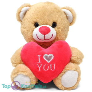 Teddy Bear Cuddle (LichtBrown Whiteh Pink Heart) Plush Toy 30 cm