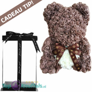 Luxe Browne PinknBear Whiteh White Heart en Bow + Luxe Gift Box 40 cm