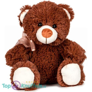 Teddy Bear Fuzzy Brown Whiteh Bowje Plush Toy 20 cm