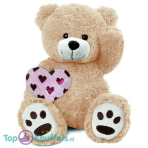 Teddy Bear Barry + Pink Glitter Heart Plush Toy XXL 100 cm