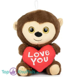 Monkey Brown Whiteh Love You Red Heart Plush Toy 30 cm