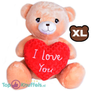 Teddy Bear Brown Whiteh Red Heart “I Love You” Plush Toy XL 70 cm