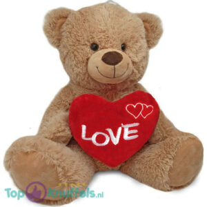 Teddy Bear Pooky Plush Toy (Brown Whiteh Red Heart Love) 30 cm