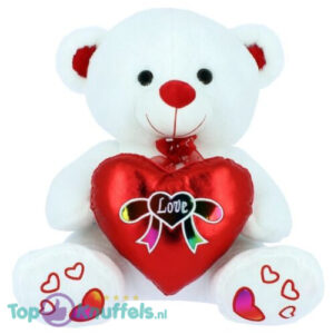 Teddy Bear (White) Whiteh Love Heart Plush Toy 20 cm