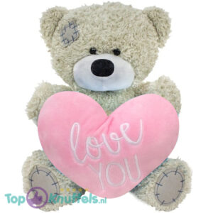 Teddy Bear Mila Grijs Whiteh Pink Heart Plush Toy 28 cm