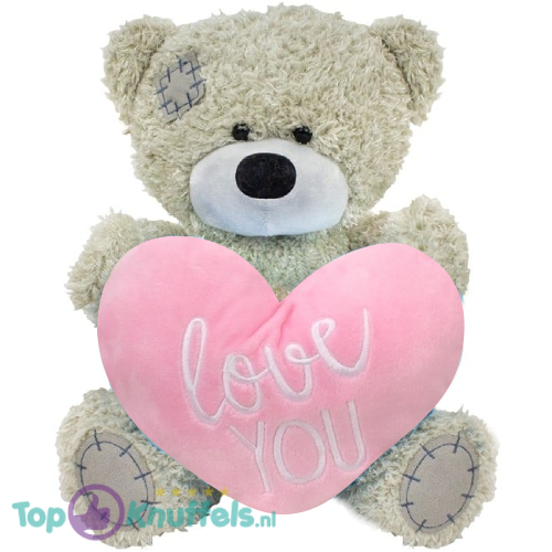 Teddy Bear Mila Grijs Whiteh Pink Heart Plush Toy 28 cm