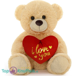 Teddy Bear Tubby Beige Whiteh Red Heart Plush Toy 30 cm