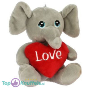 Elephant Whiteh Red Heart Love Plush Toy 18 cm