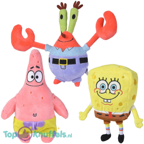 Spongebob Squarepants + Patrick Ster + Meneer Krabs Plush Toy Set 21 cm