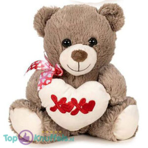 Teddy Bear LichtBrown Whiteh Heart XOXO Plush Toy 30 cm