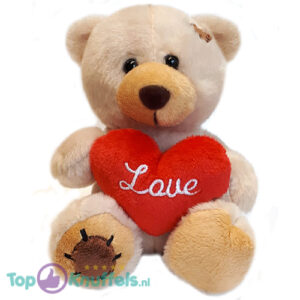 Teddy Bear Nora Beige Whiteh Heart Plush Toy 15 cm