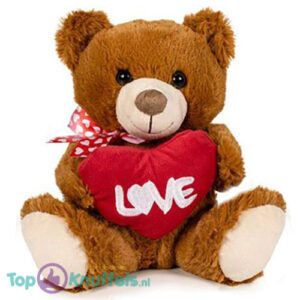 Teddy Bear Brown Whiteh Heart Love Plush Toy 30 cm