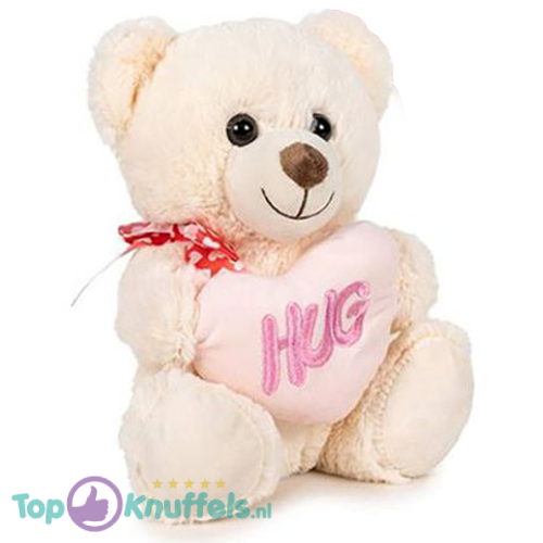 Teddy Bear White Whiteh Heart Hug Plush Toy 30 cm